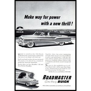 1953 Buick Roadmaster Convertible Vintage Print Ad Marina Boat Slips Wall Art
